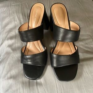 NWOB Adrienne Vittadini Black Slide On Open Toe Heels Size 8